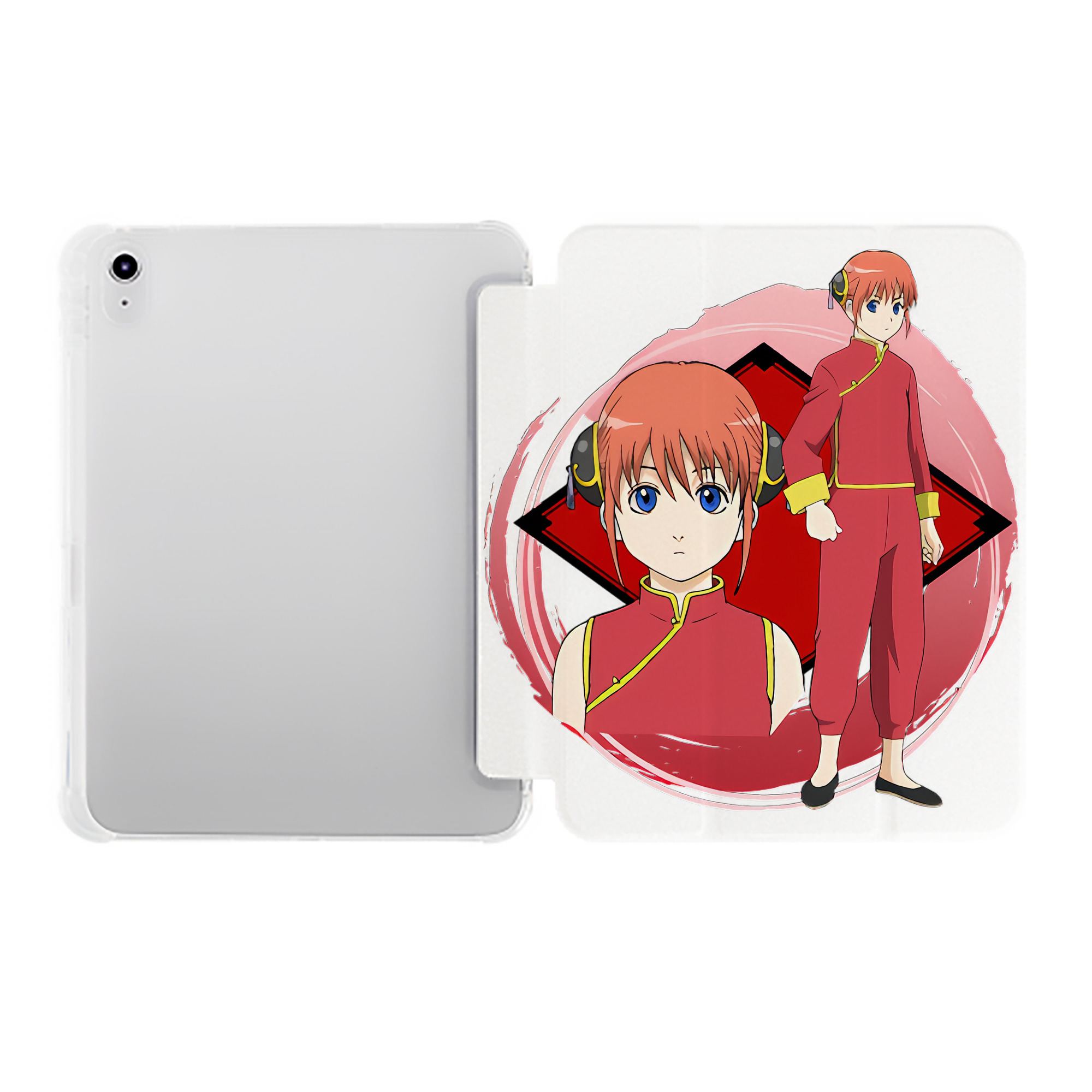 （画像用） ぎんたま 坂田銀時（さかたぎんとき） 神楽 志村新八（しむら しんぱち） GINTAMA Sakata Gintoki Kagura Shimura Shinpachi IPad ケース ペン収納付き 三つ折りスタンド PUレザー×シリコン 対応機種9.5/10.5/10.9インチ